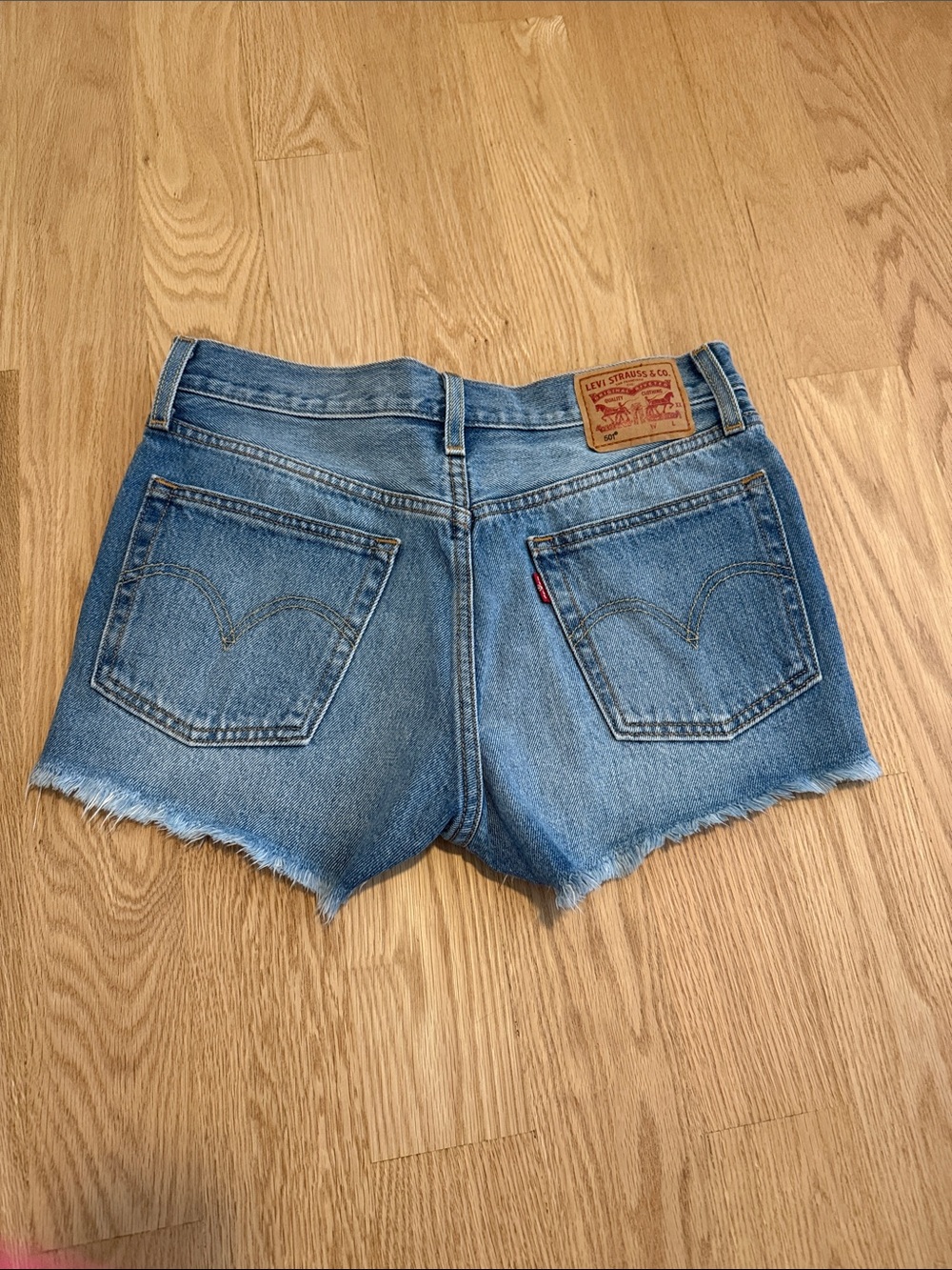 Levi's Shorts Light Blue Frayed Hem Denim